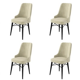 Hanah Home Juego de Sillas Crema y Negro, Patas de Madera, 4 Piezas, 46x94x46 cm